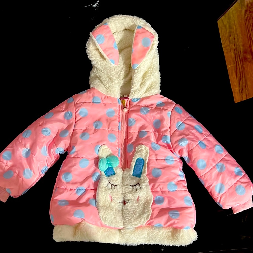 Pink bunny coat with ears cute and clean